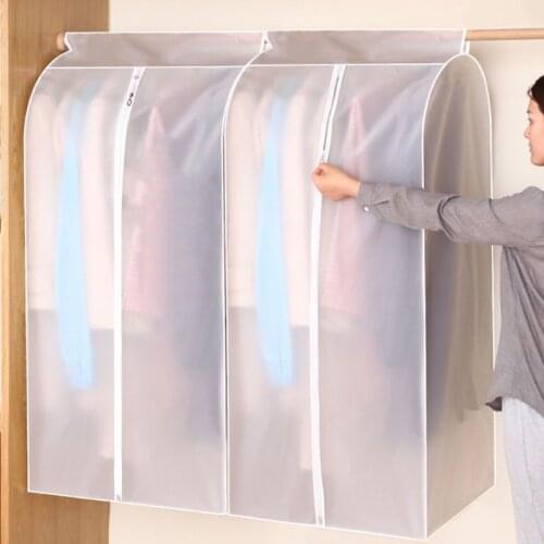 H55A Large Capacity Translucent Clothes Cover Protector Dustproof Hanging Clothing Storage Bag with Full Zipper Waterproof for