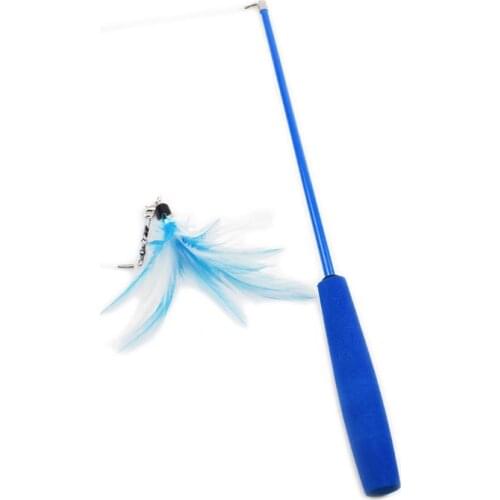 Interactive Cat Feather Toy Feather Teaser Stick Wand Pet Retractable Feather Bell Refill Replacement Catcher Product for Kitten