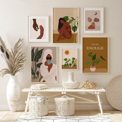 African Art Black Woman Painting On Canvas Cuadros Posters and Prints Scandinavian Terracotta Boho Wall Art Pictures for Bedroom