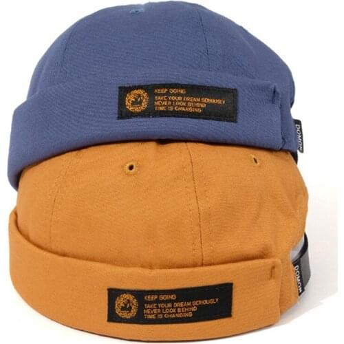 Men Women Skullcap Sailor Cap Letters Warm Dome Cuff Bucket Cap Brimless Hat Solid Color Adjustable Cotton Hats Dropship New