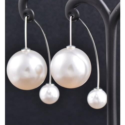 KIOOZOL Korean Style Earrings Imitation Colorful Pearls Pendant Drop Earrings For Women Champagne Gils Gifts Jewelry 341 KO5