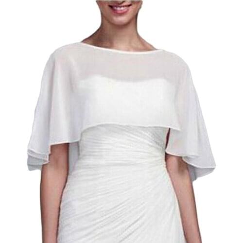 Short Chiffon Bridal Wraps Shawl Bolero Scoop Neckline For Women Wedding Party