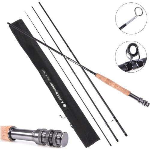 2.7m 9ft Carbon Fiber Flying Fishing Rods #4/5/6/7 WT 4 Section Ultra Light Medium Hard Fly Pole