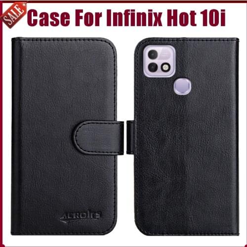 Hot! Infinix Hot 10i Case 6.52" Fashion 6 Colors Flip Soft Leather Wallet Cover For Infinix Hot 10i Case Phone Holder Bag