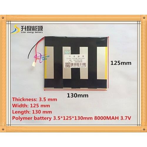 35125130 3.7V 8000mAH (polymer lithium ion battery) Li-ion battery for tablet pc ,mp3,mp4,cell phone,speaker Free Shipping