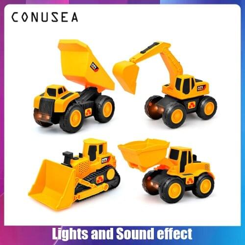 4PCS /Set Car Model Toy Pull Back Car Toys Excavator Vehicle tractor Truck Model Mini Cars Boys Gift Diecasts Toy for Children