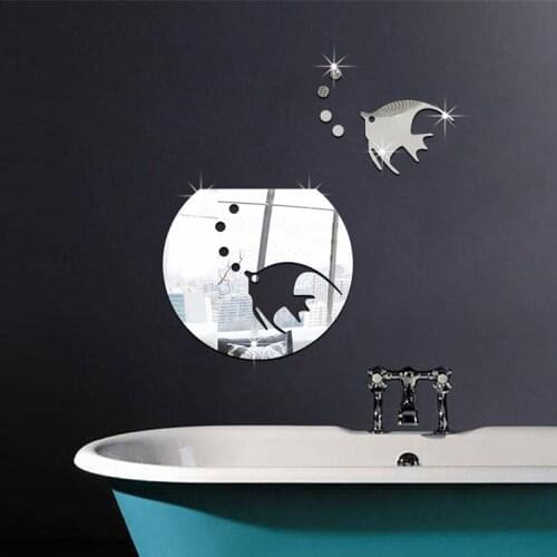 Fashion 3D Sticker Aquarium Shape Wall Sticker Puzzle Home Decor Cool Mirror Effect Wall Stickers Decoration Wall Decal Art