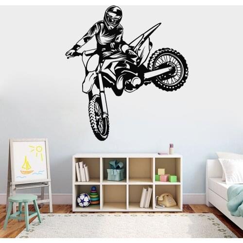 Motorbike Vinyl Wall Decal for Bedroom Freestyle Motorcycle Speed Extreme Sports Stickers Teen Rooms Posters Removable P679