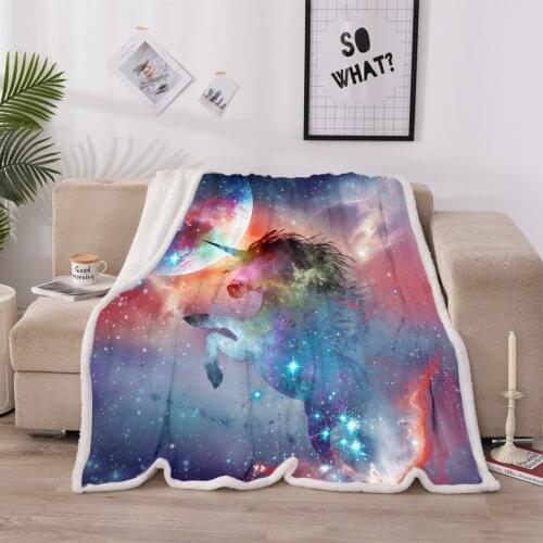 Cartoon Unicorn Fleece Blanket Soft Warm Blanket Flannel Throw Sherpa Kids Girls Adults Bedspread Bedding Sofa Cover