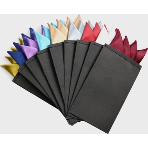 Mens Pocket Towel Fashion Pre-folded Pocket Square Solid Handkerchiefs Formal Wedding Party Business Hanky Suit Accessories