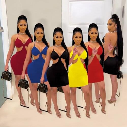 SUJYing New Fashion Womens Sexy Backless Summer Solid Nightclub Bandage Camisole Dress