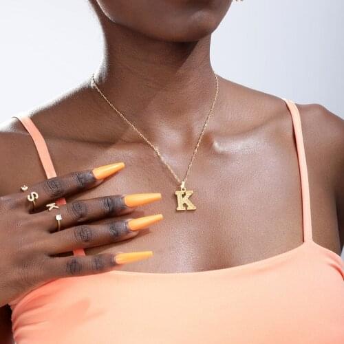 Top Quality Women Girls Initial Letter Necklace Gold Letters Charm Necklaces Pendants Stainless Steel Jewelry Personal Necklace