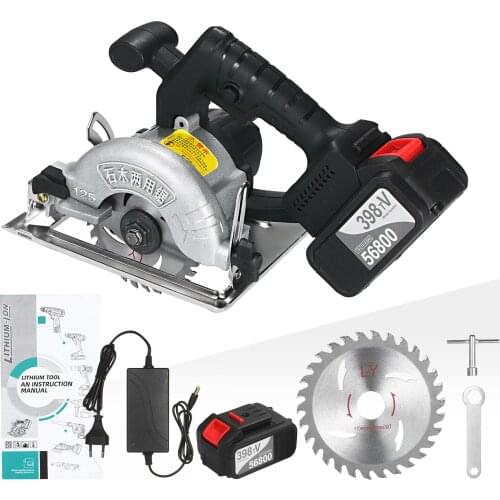 21V Cordless Circular Saw 6500RPM 4.0Ah Battery Fast Charger 45 Degree Adjustable Bevel Cutting Circular Saw Woodworking Tools