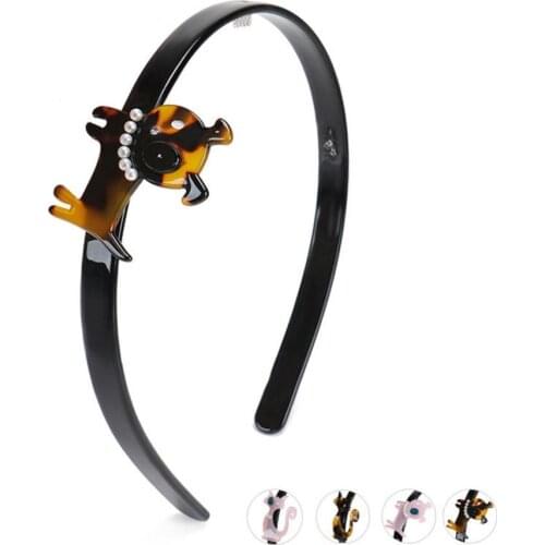 Vintage Hair Band - Cellulose Acetate Retro Hair Accessory - Trendy Hair Ornament Jewelry Rhinestone Tiara for Braid Prom Wear