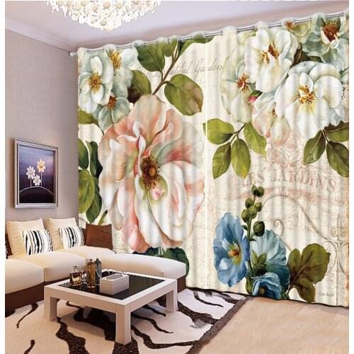 Luxury Blackout Fashion flower 3D Window Curtains For Living Room wedding Bedroom Drapes Cortina Rideaux Cushion cover