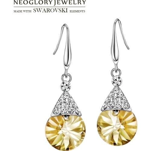 Neoglory Austria Crystal & Rhinestone Long Drop Earrings Geometric Stylish For Women Party Classic Vintage Design Sale