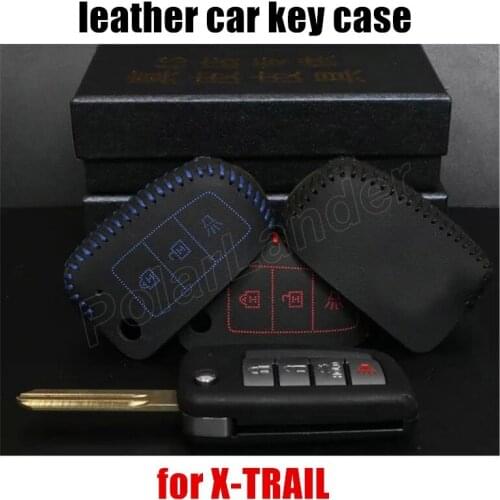 Only Red Car key case fit for NISSAN TIIDA LIVINA XTRAIL car key case cover Hand sewing DIY car styling Genuine quality leather