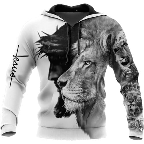 Christian Jesus Lion Catholic 3D Print Hoodie Man Women Harajuku Outwear Zipper Pullover Sweatshirt Casual Unisex Jacket Style