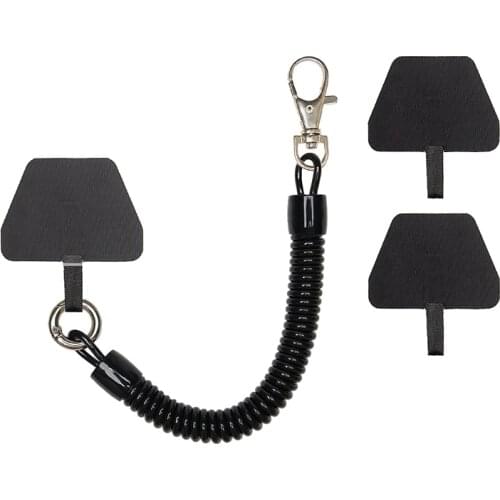 Phone Spring Tether with Patch Universal Stretchy Lanyard Non-Adhesive & Changeable for Phones Full Coverage Case DU55