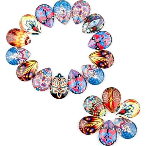 Xinyao 20pcs/lot Personalized Pattern Glass Drop-shaped Butterfly Wings Pattern Mixed Glass Cabochon for DIY Jewelry Findings