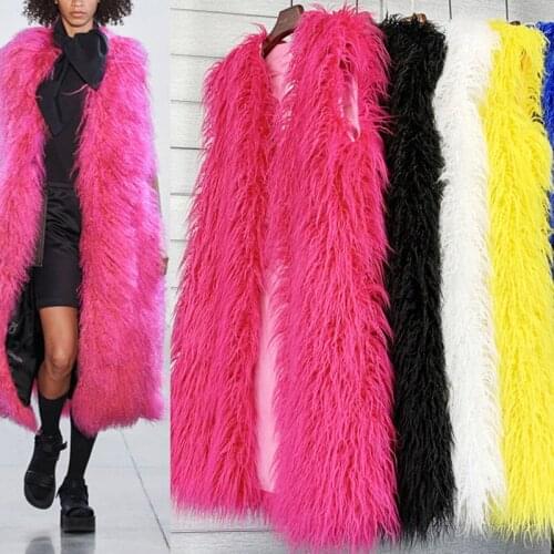 Women Faux Fur Solid Sleeveless V-collar Waistcoat Ladies Winter Warm Vest Coat