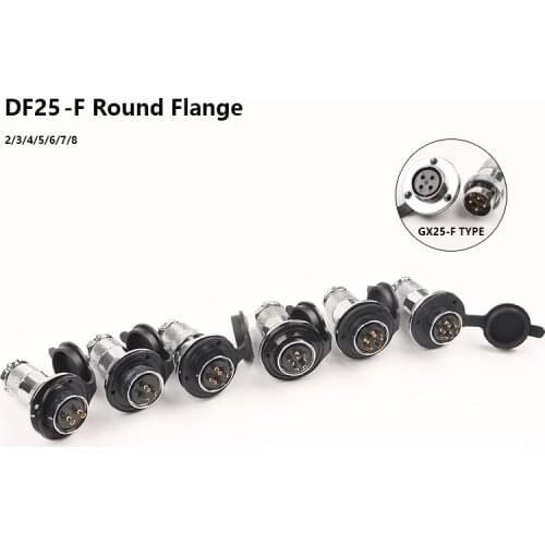 1Set DF25 GX25 Circular Flange Female Socket & Male Plug Aviation Connectors M25 2/3/4/5/6/7/8 Pin Wire Connector With cover