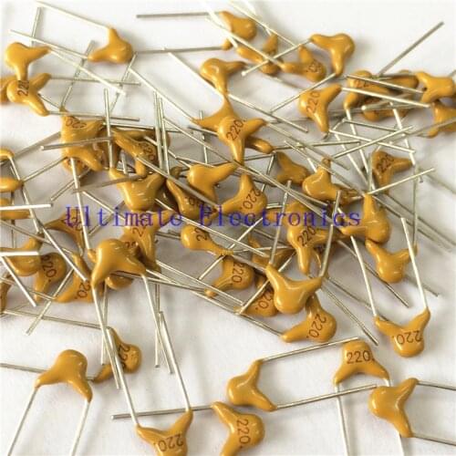 100pcs/lot Multilayer ceramic capacitor 220 50V 22pF 220J P=5.08mm