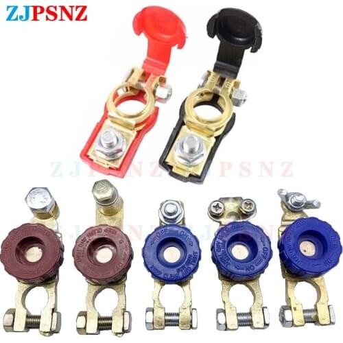 2Pcs 12-24V Automotive Car Top Post Battery Terminals Wire Cable Clamp Terminal Connectors Pure Copper Car Accessories Universal