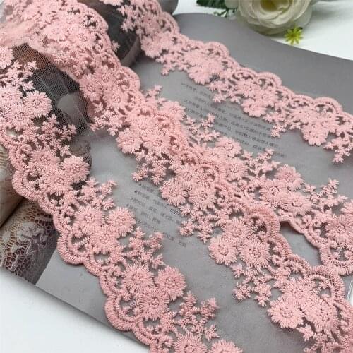 3y/lot Width 12cm Pink Cotton Lace Trim Embroidery DIY Crafts Sewing Supplies Skirt Hem Decor Accessories For Garments Lace Trim