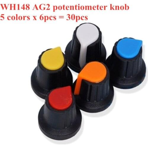 30PCS WH148 potentiometer knob cap(copper core) 15X17mm AG2 Yellow Orange Blue White Red 5 color*6PCS=30PCS
