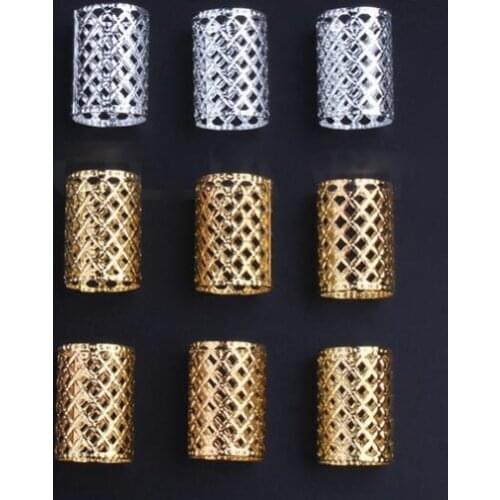 30pcs/lot Dreadlocks Beads Metal Dread Golden and Silver 23mm Hair Rings Locks Metal Cuffs Hair Decoration Braiding Hair Jewelry