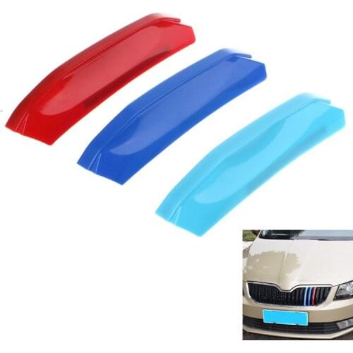 3D Car Front Grilles Trim Sport Strips Cover For Skoda Octavia A7 2015-2017 E7CA