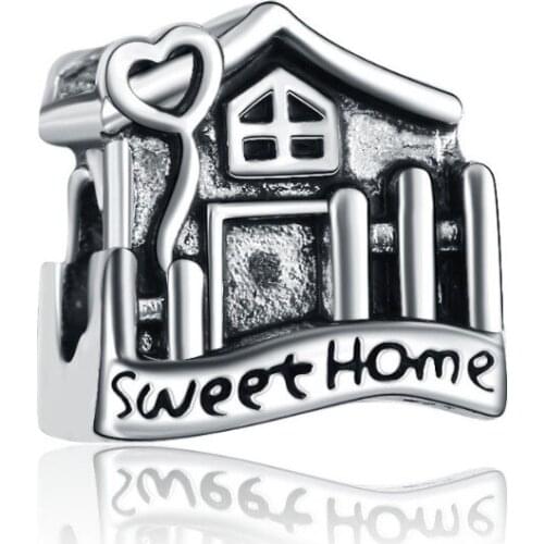 5PCS Fashion Family Perles Jewelry Accessories Silver Plated Sweet Home Bead Bijoux House Beads Fit Diy Charm Bracelet Wholesale