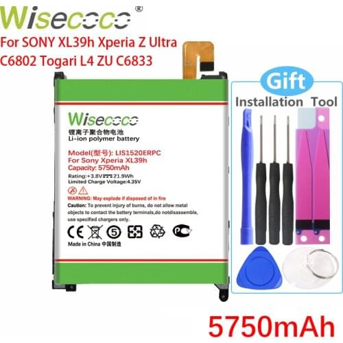 Wisecoco LIS1520ERPC 5750mAh NEW BATTERY For SONY Xperia Z Ultra C6806 C6802 C6616 ZU L4 XL39H C6833 XL39+Tracking Number