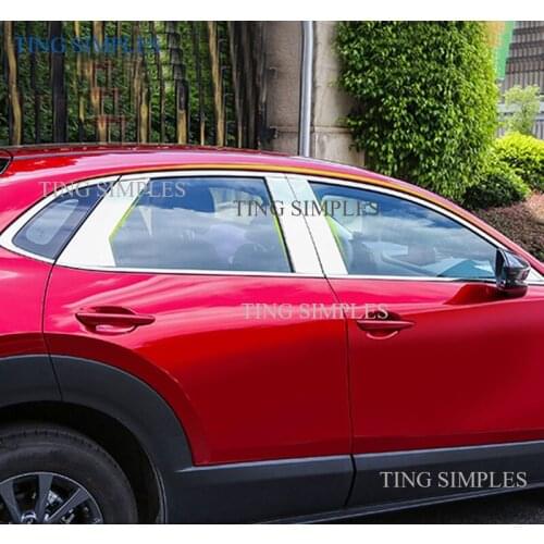 For Mazda CX-30 CX30 2020 2021 Car Styling Cover Stainless Steel Garnish Pillar Window Middle Strip Trim Frame Hoods Parts