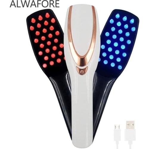 Electric Vibration Massage Comb Blue and Red Light Hair Growth Massage Hair Brush Anti Hair Loss Phototherapy Electric Combs