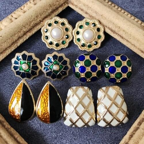 Retro Dripping Glaze Earrings Stud Pierced Ear Jewelry Enamel Party Femme Eelgant Accessories