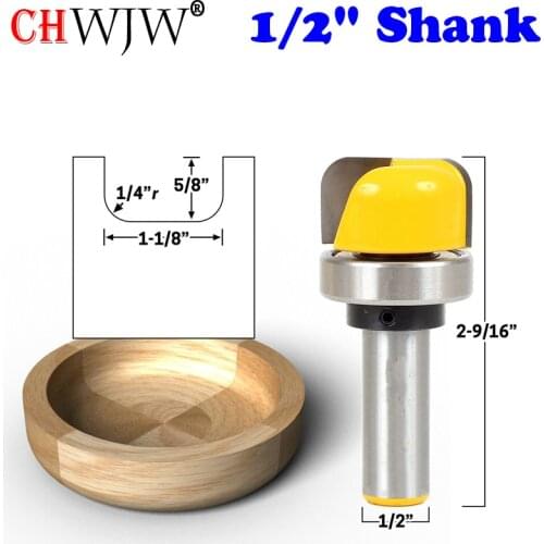 CHWJW 1PC 1/2" Shank 1-1/8" Diameter Bowl & Tray Template Router Bit Wood Cutting Tool woodworking router bits