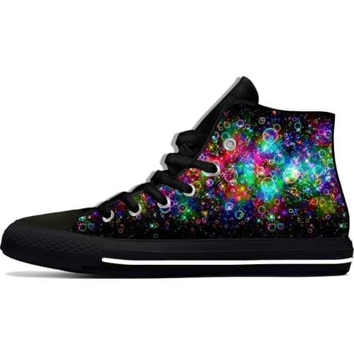 Colors bubble Multicolor Abstract Retro Spot Fashion Lightweight High Top Canvas Shoes Men Women Casual Breathable Sneakers