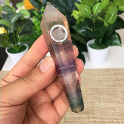 Delicate and unique natural fluorite crystal smoking tube