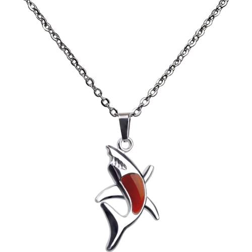 Temperature Colors Change Pendant Mood Necklace - Emotion Shark Shape Pendant Necklace for Women Girls