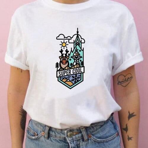 Harajuku Summer Women Tshirts Casual Tops Tee Female T Shirt Disney Frozen Olaf and Sven Super Cool Unisex T-Shirt
