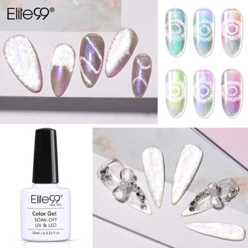 Elite99 Shiny Galaxy Chameleon Cat Eye Nail Art Polish Magnetic Gel Soak Off Varnish Manicure Semi Permanant Hybrid Nail Primer