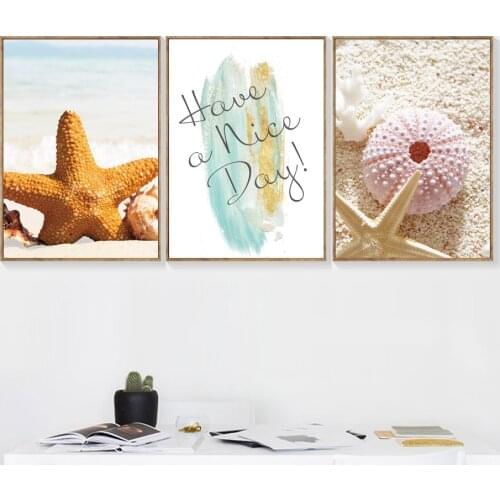 Starfish Colorful Shell Sea Landscape Wall Art Canvas Painting Nordic Posters And Prints Wall Pictures For Living Room