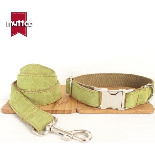 MUTTCO retailing self-design environmental dog accessory THE TREE yellow green and brown 5 sizes dog collar and leash set UDC031