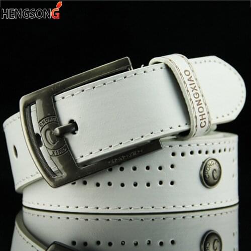 Mens Casual Belt Hollow Rivet Wide PU Leather Belt For New Fashion Strap Male High Quality Jeans Belt Punk Style