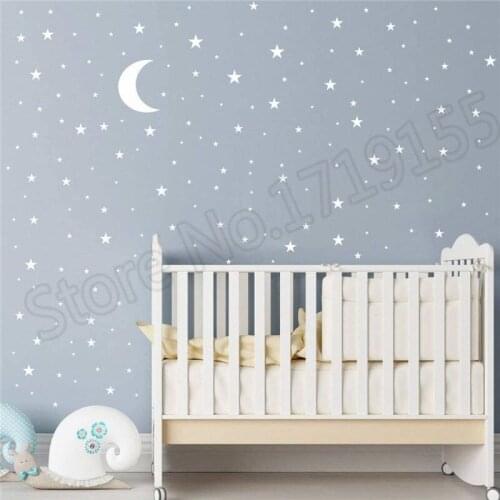 Moon and Stars Wall Decal Good Night Nursery Wall Decor Vinyl Sticker Picture Pattern for Kids Boy Girls Baby Room mural ZW118