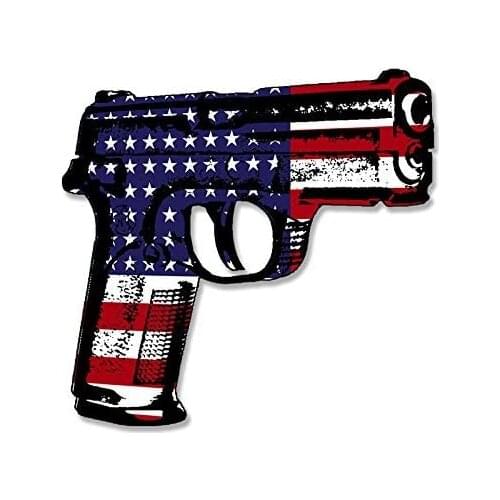 Gun Shaped USA Flag Sticker (2nd Rights Protect Patriotic American us)