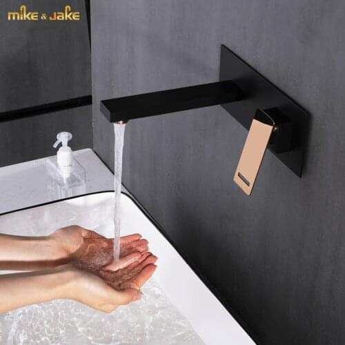 Bathroom wall single lever basin mixer rose black wash bowl wall concealed installation basin mixer hot and cold mixer