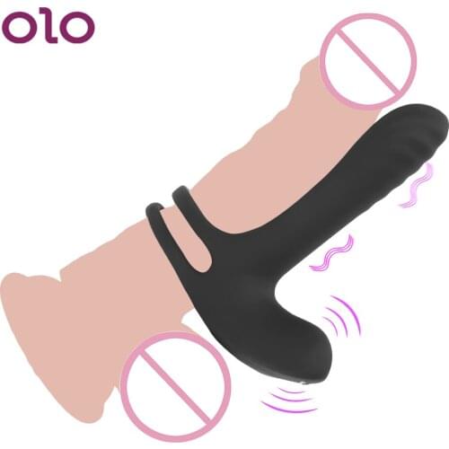 OLO Delayed Ejaculation Clitoris Stimulator Erection Male Penis Ring Vibrator Couple Share Sex Toys For Couple Men